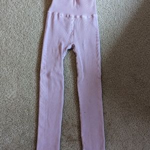 Free people high waisted happiness runs ribbed leggings in light pink